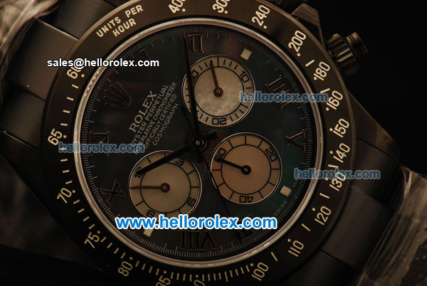Rolex Daytona Chronograph Swiss Valjoux 7750 Automatic PVD Case and Black MOP Dial-PVD Strap - Click Image to Close